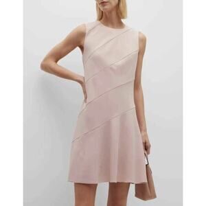 Theory Admiral Crepe Diagonal Mini Shift Dress Pink Salt Size 6 NWT Sleeveless